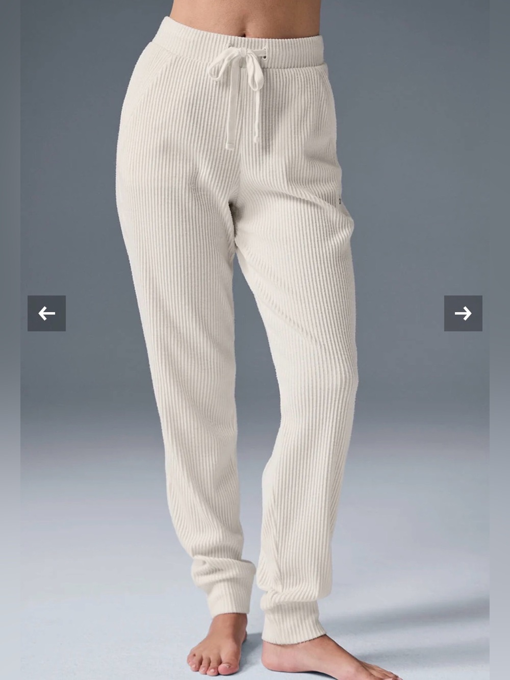Alo Yoga Muse Ribbed Sweatpants Joggers Ivory Small Lounge Cozy Comfort